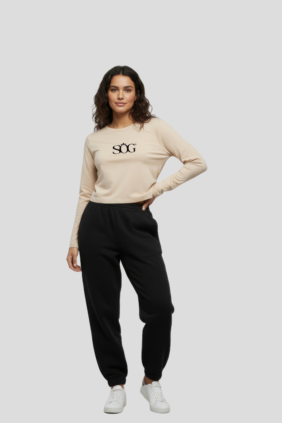 Damen Short Longsleeve SOG Beige