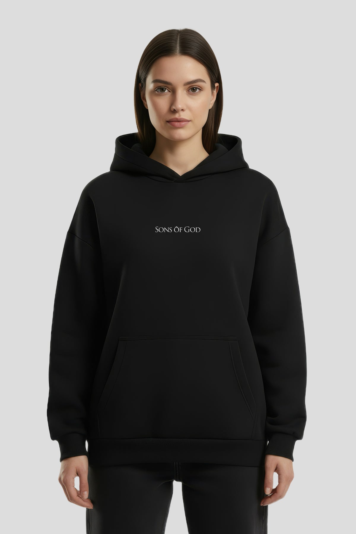 Oversize Hoodie mit Kapuze Sons of God Schwarz