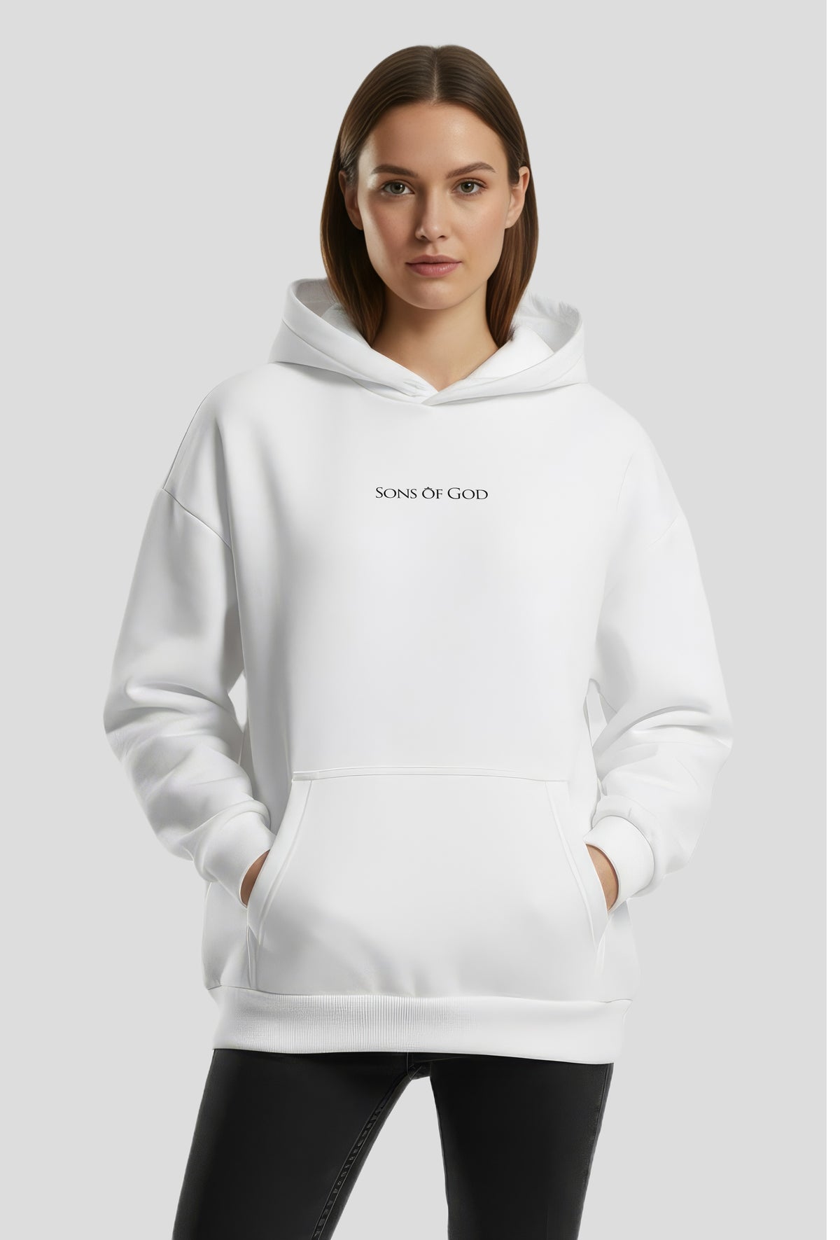Oversize Hoodie mit Kapuze Sons of God Weiß