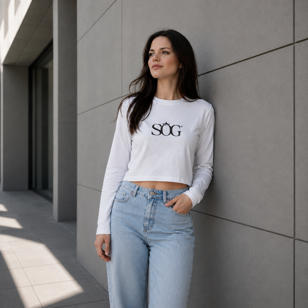 Damen Short Longsleeve SOG Weiß