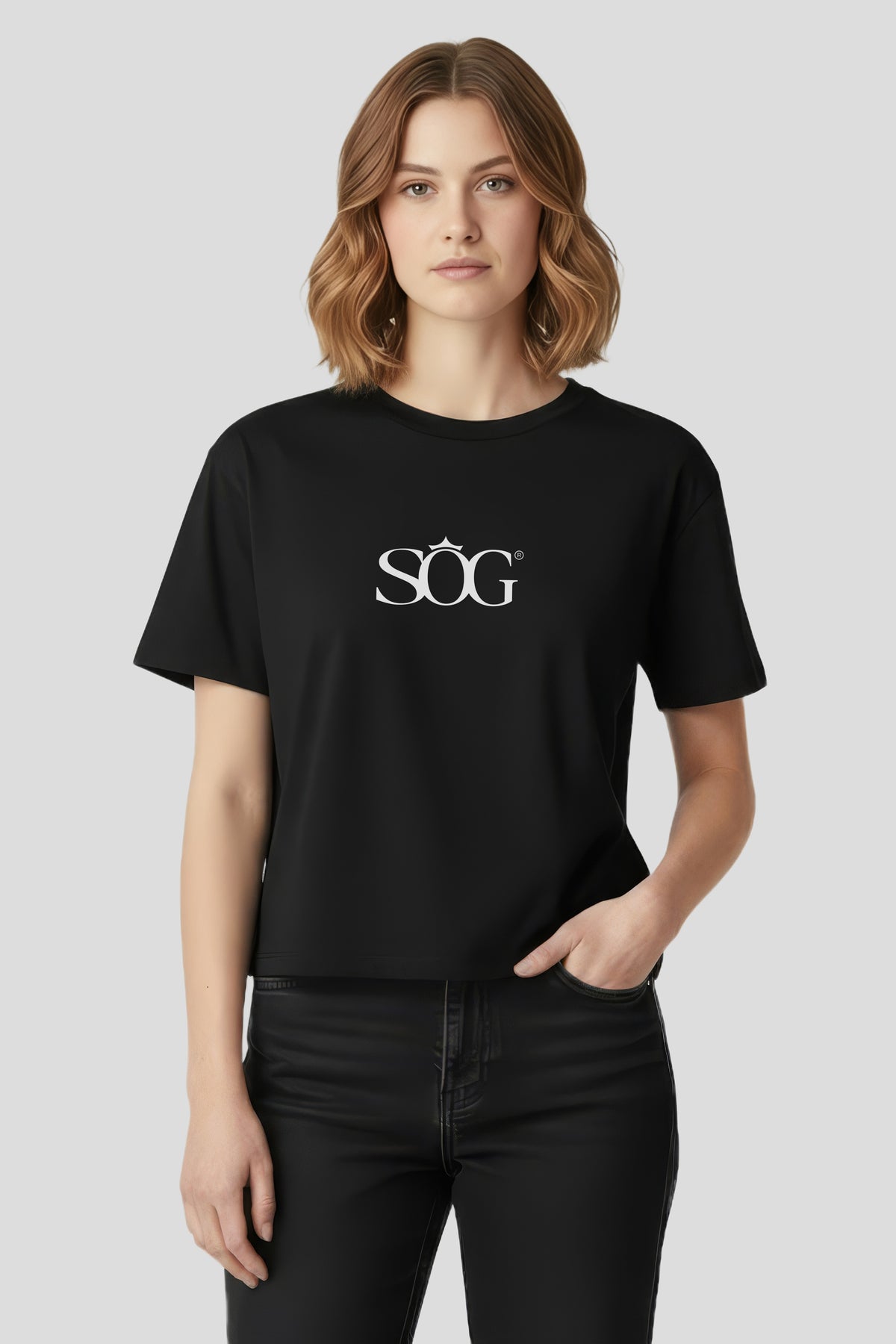 Damen Boxy Fit T‑Shirt SOG Schwarz
