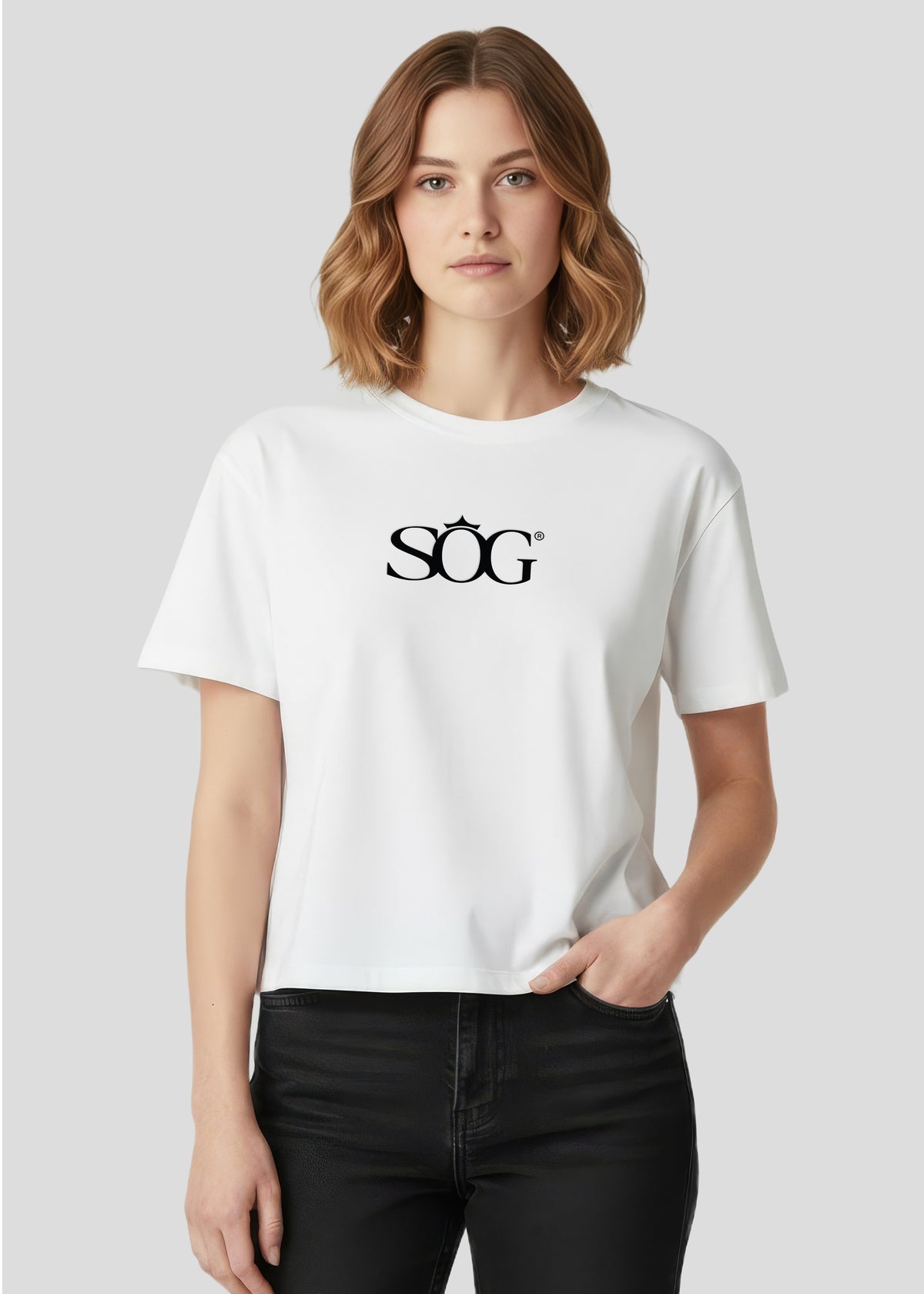 Damen Boxy Fit T‑Shirt  SOG Weiß