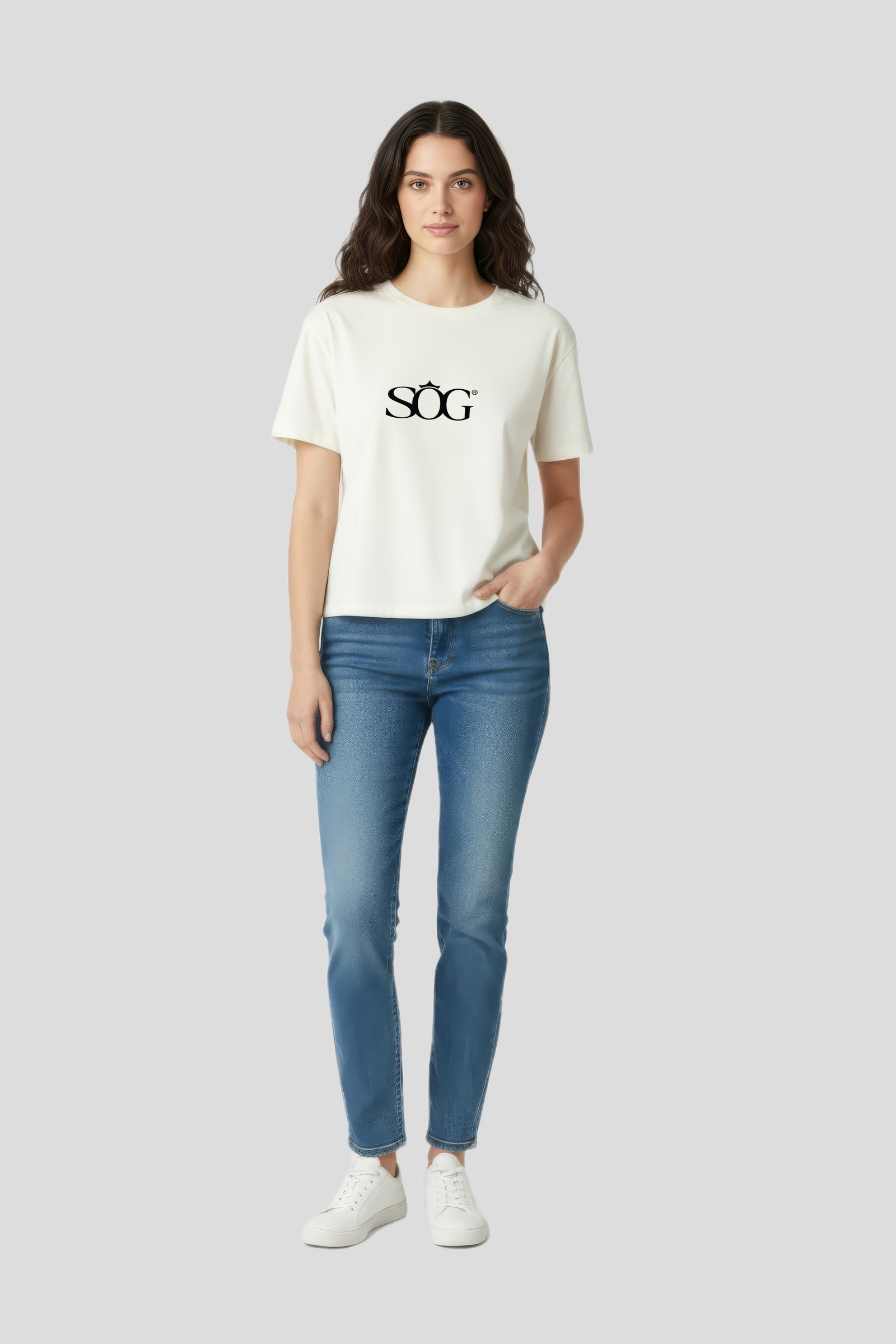 Damen Boxy Fit T‑Shirt  SOG Beige